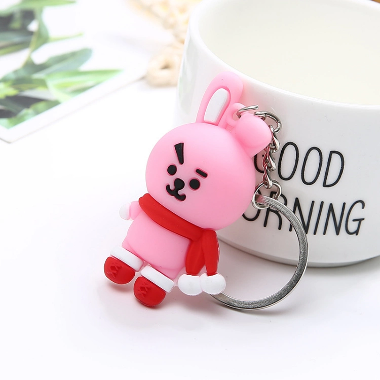 Free Sample Fast Delivery Korea Kpop Bt21 Rubber Keychain Anime 3D Bts Keychain