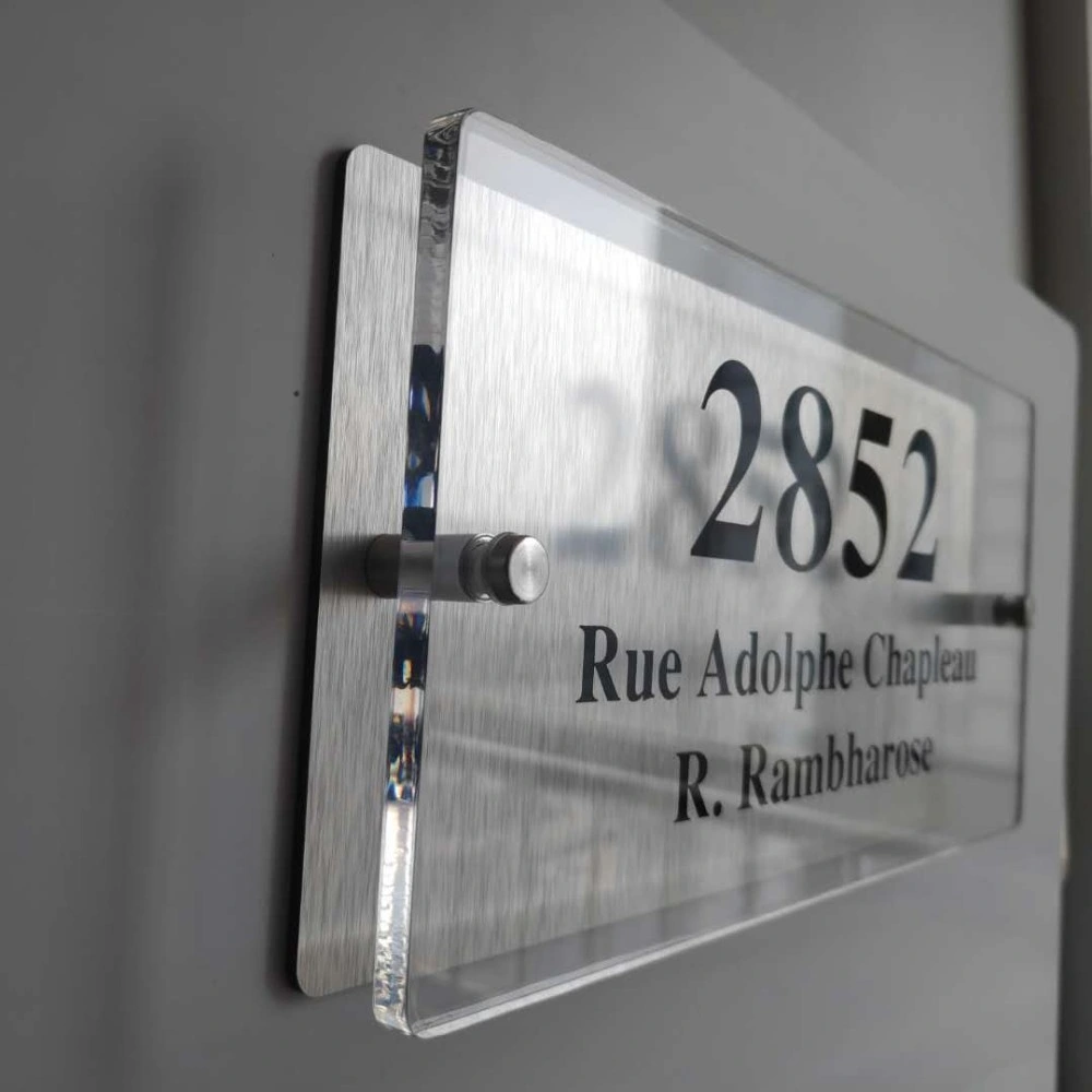 Clear Glass Effect Acrylic House Signs Plaques Door Plates with 25cm Plastic Address Panel Door Number and Street Name Sign